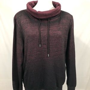 Guess cowl funnel neck sweater zip purple black m